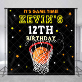 Aperturee - Aperturee Black Starry Basketball Custom 12th Birthday Backdrop